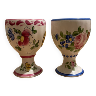 Set of 2 art earthenware egg cups