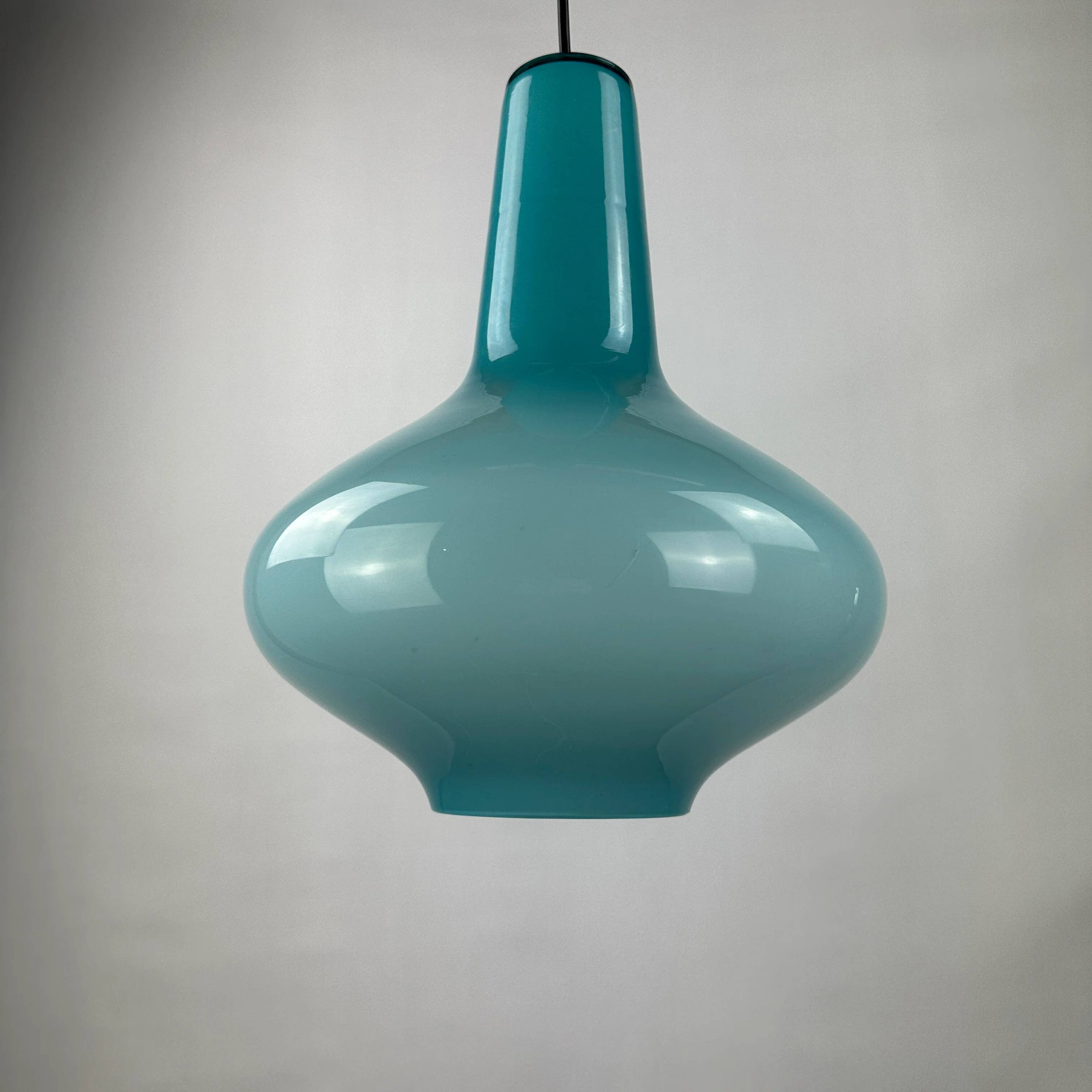 Light blue glass suspension by Massimo Vignelli for Venini, 1950