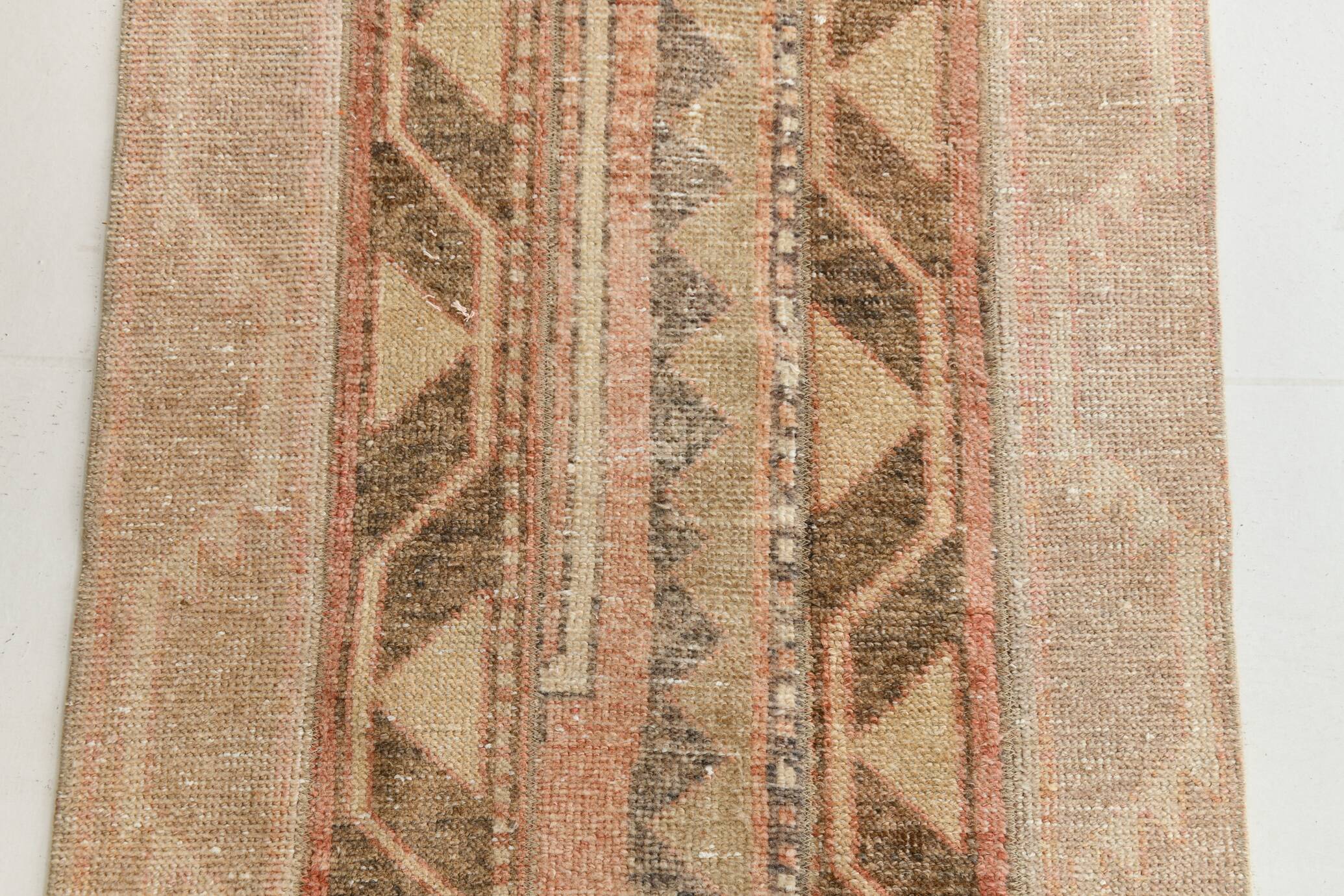 Turkish Pale Red & Cream Vintage Runner Rug, 71x378Cm
