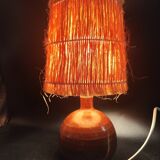 Ceramic lamp and straw lampshade, 1960s