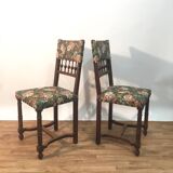 Pair of henri ii style chairs with tapestry