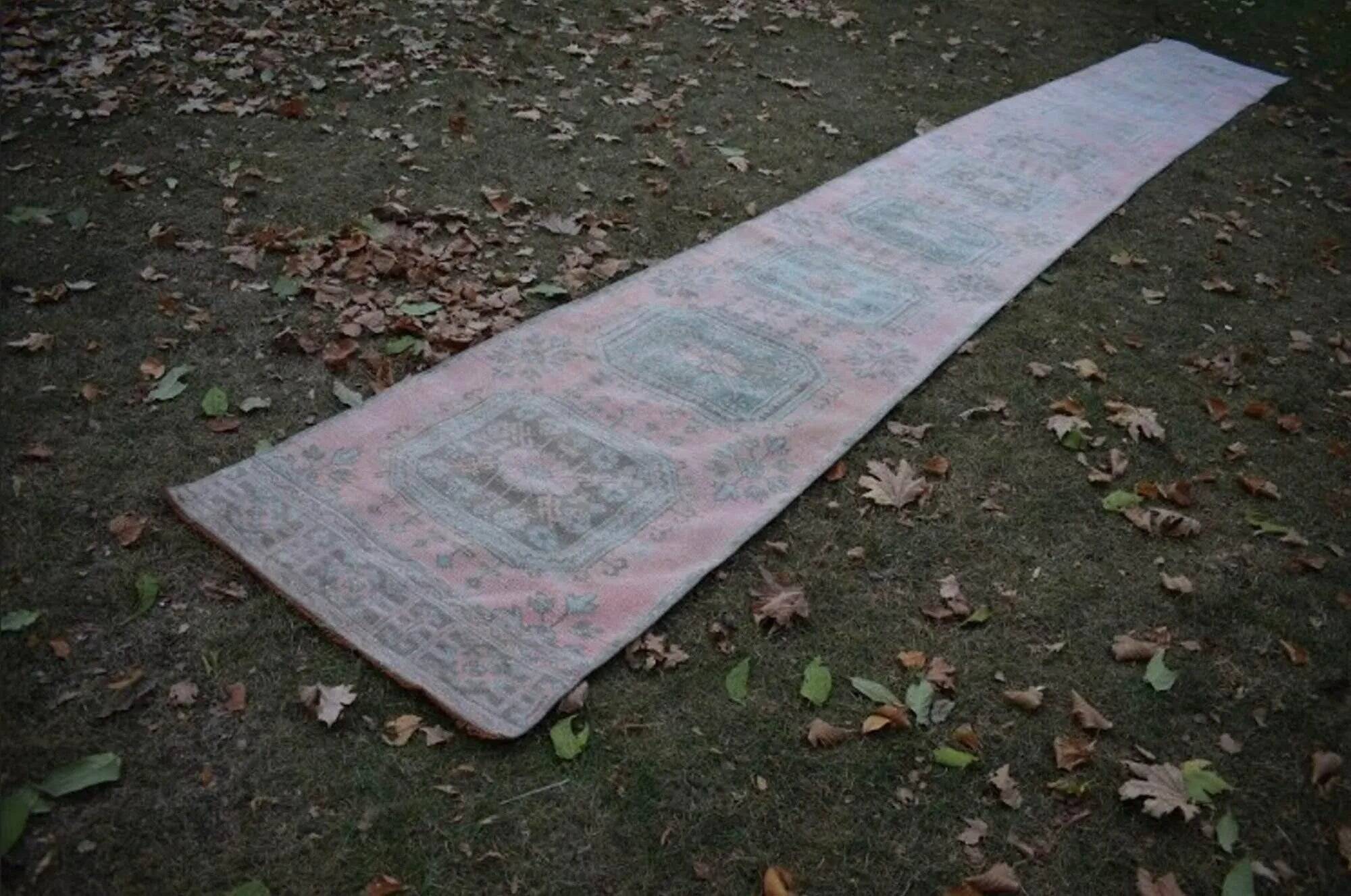 Vintage Turkish hallway rug 85x656 cm