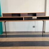 Wooden school desk with storage
