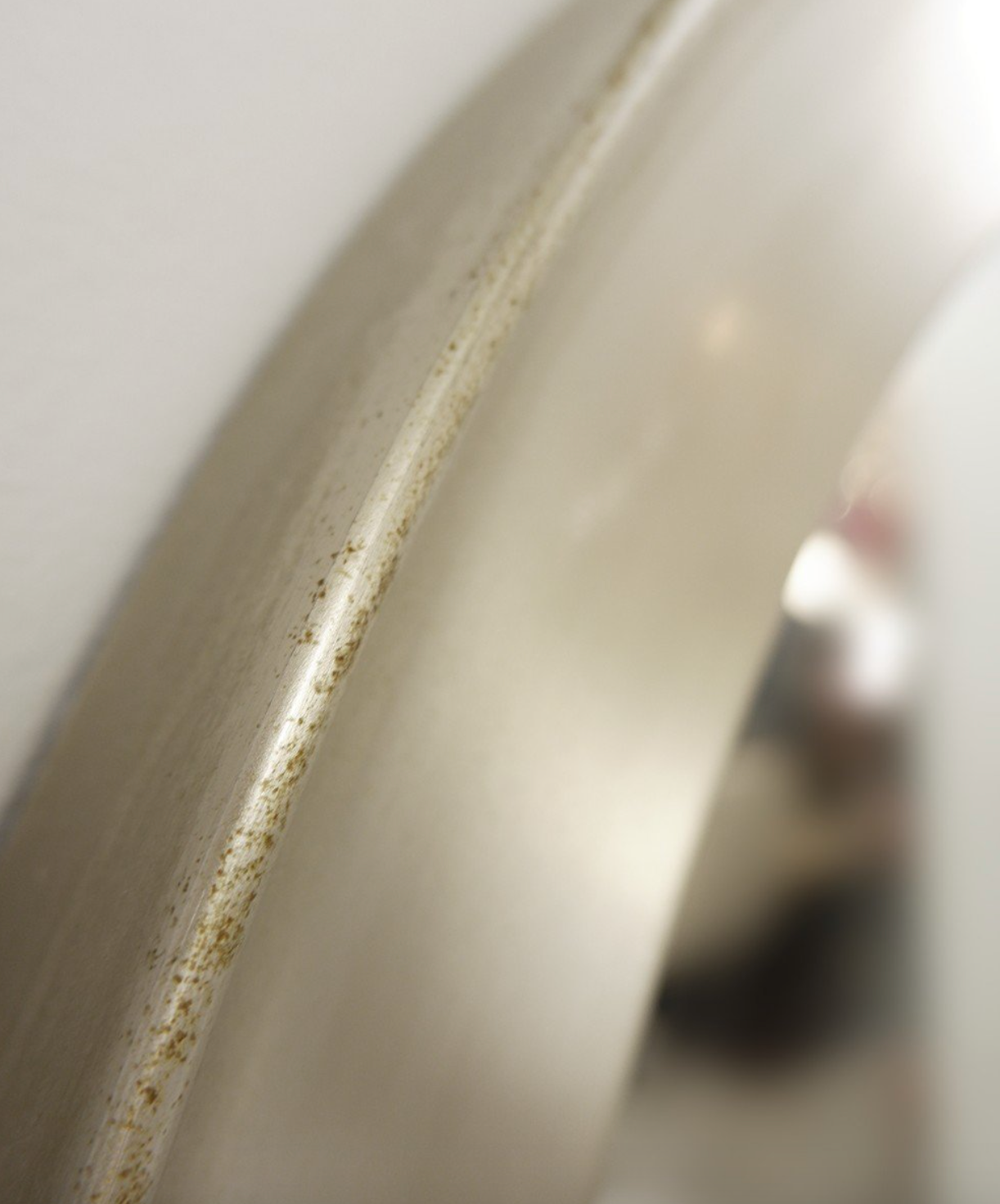 Brushed chrome round mirror 1970s 83x83cm