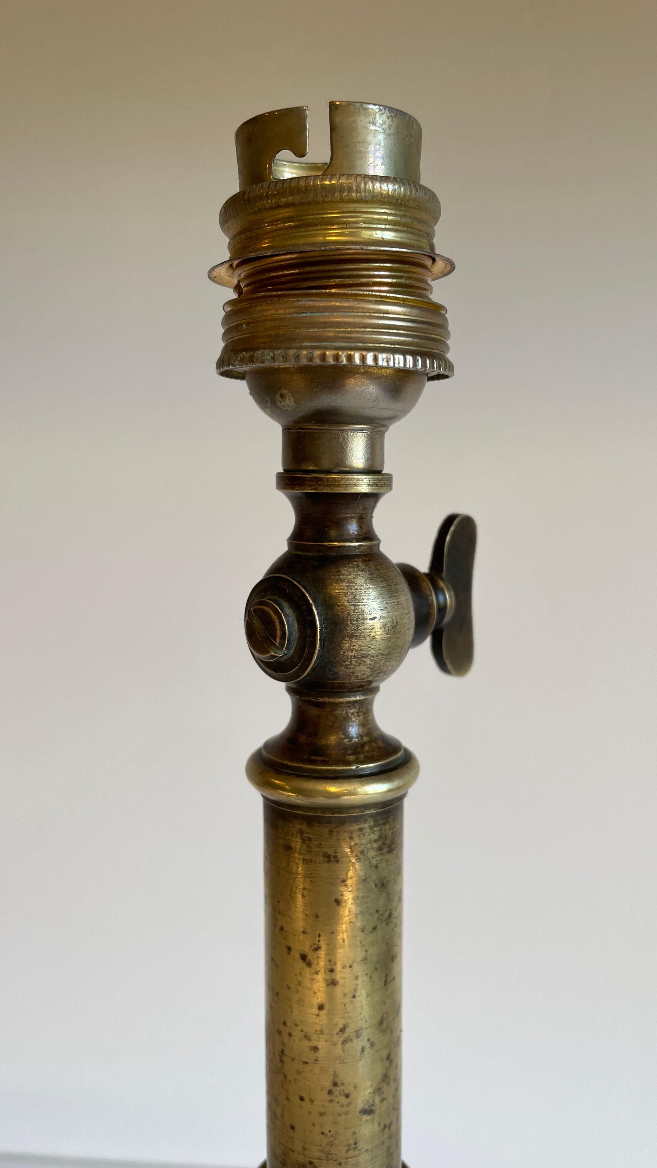 Solid brass lamp and vintage fabric