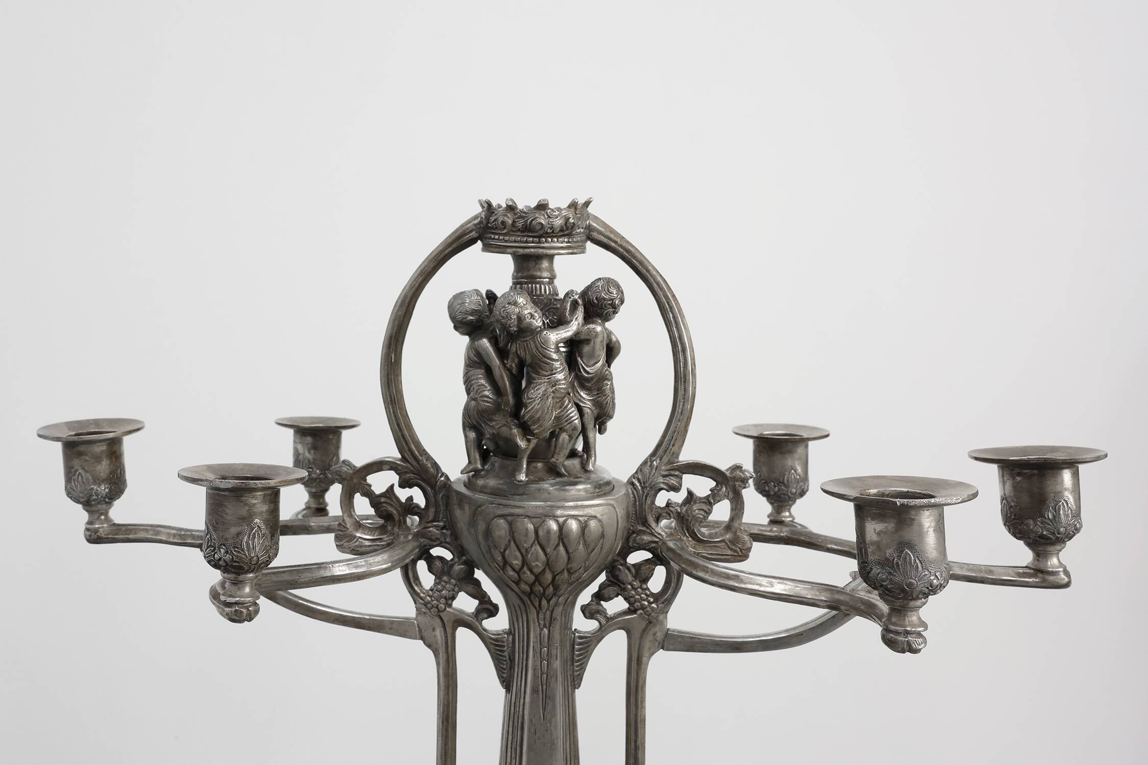 Art Nouveau tin candle holder by Achille Gamba, Italy ca. 1900