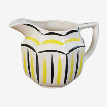 Vintage Ceramic Jug with Yellow and Black Decoration