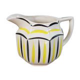 Pichet en céramique vintage avec décoration jaune et noire