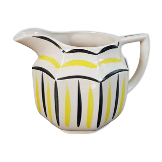 Vintage Ceramic Jug with Yellow and Black Decoration