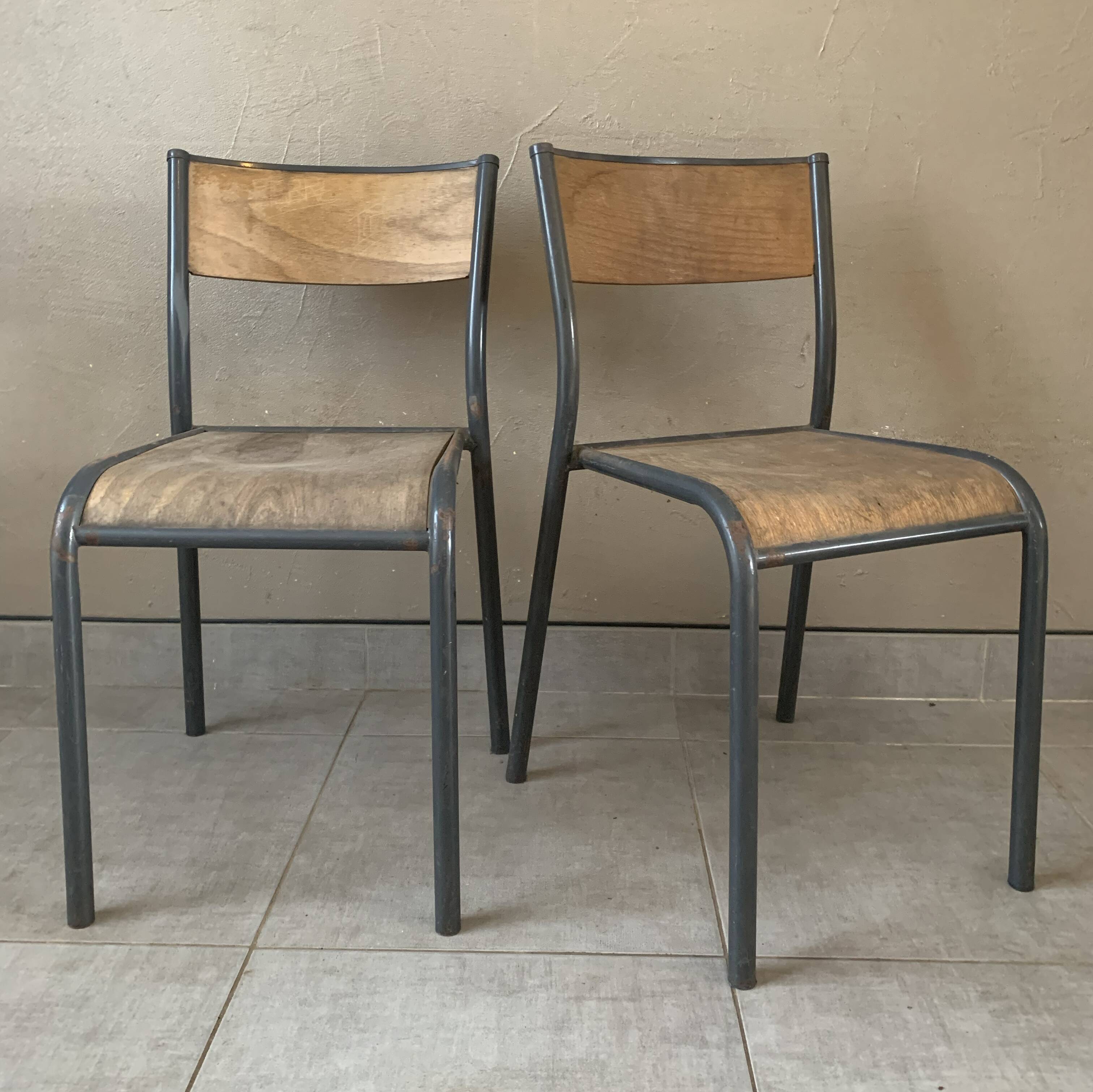 Set de 2 chaises d'école vintage Mullca 510