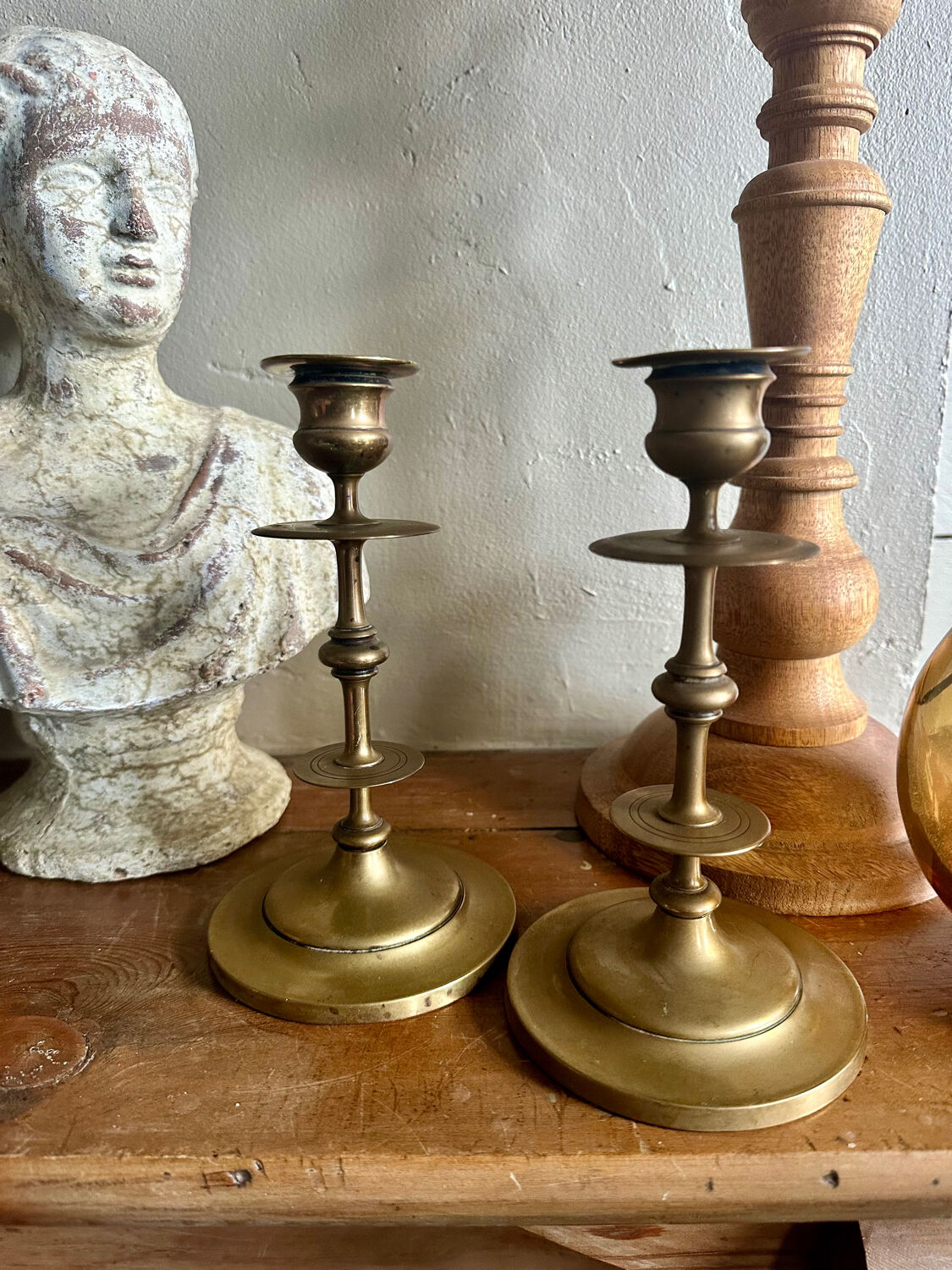 Pair of brass candlesticks
