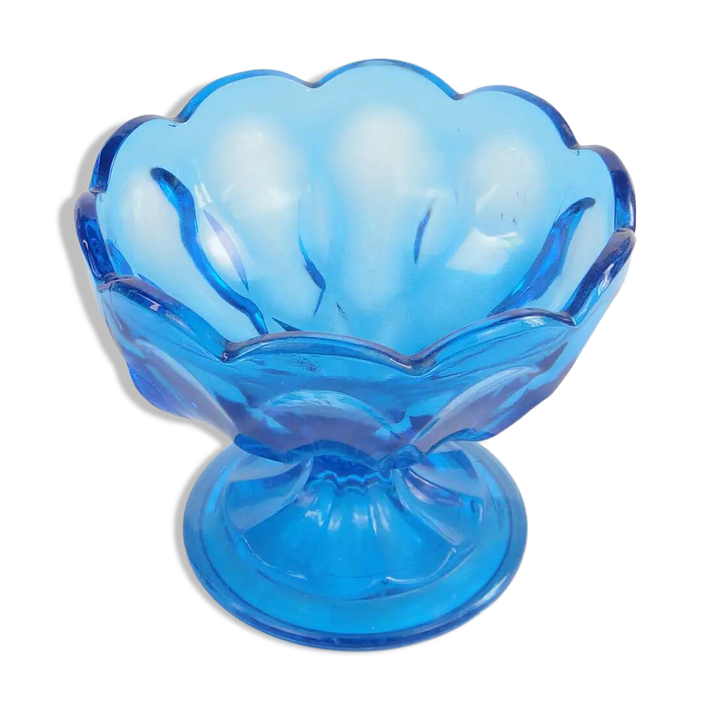 Ring Around fruit bowl, mid-century modern, pressed glass, Ząbkowice, Poland, 1950s