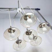 Light smoked glass water drop chandelier with 6 drops from the 1960s.