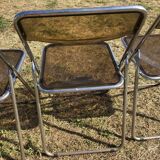 Lot 5 folding chairs in brown plexiglass 70s