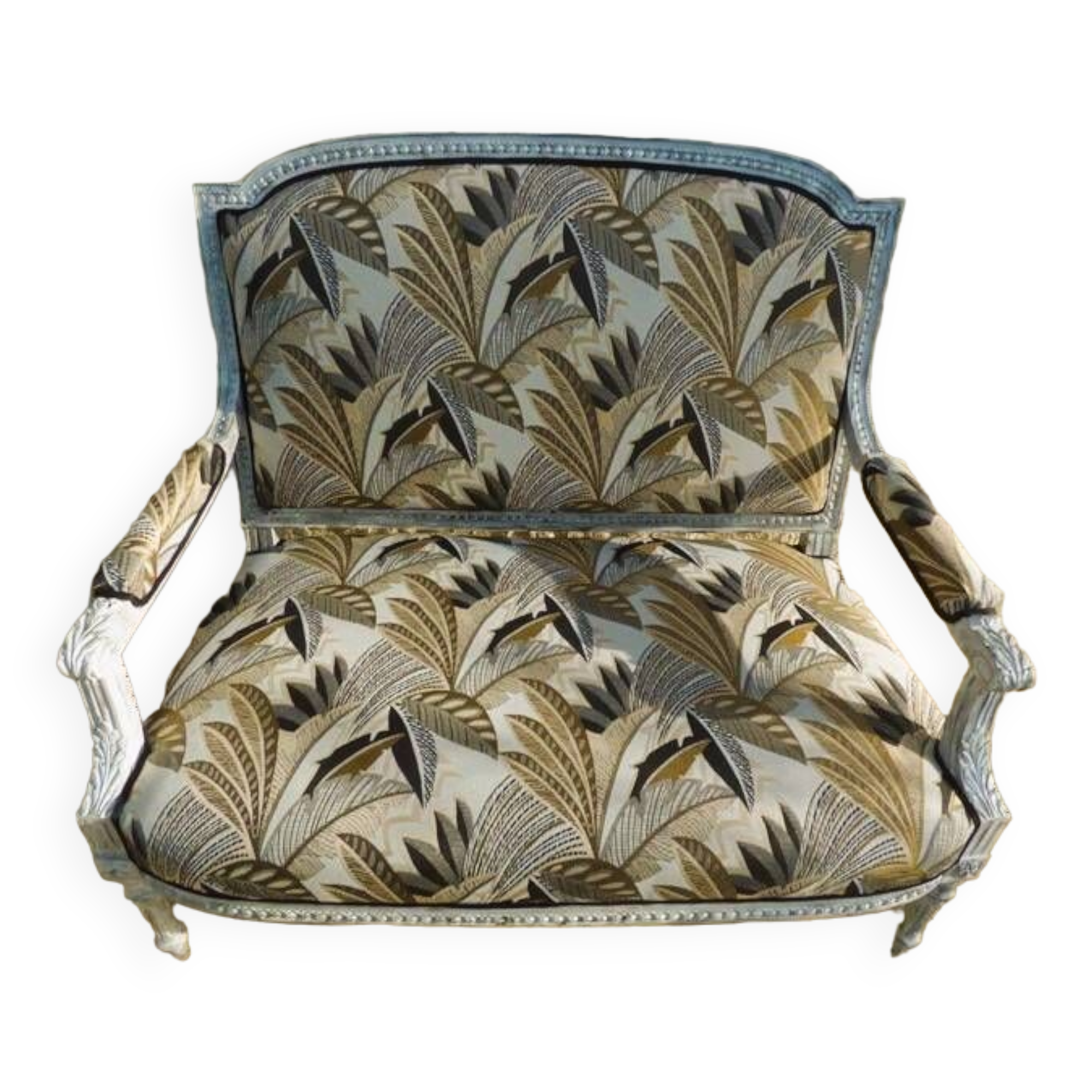 Louis XVI style bench sofa with upholstery and beech wood - Completely revamped