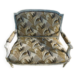 Louis XVI style bench sofa with upholstery and beech wood - Completely revamped