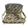 Canapé banquette de style Louis XVI avec tissus d’ameublement et en bois hêtre- Totalement relooké