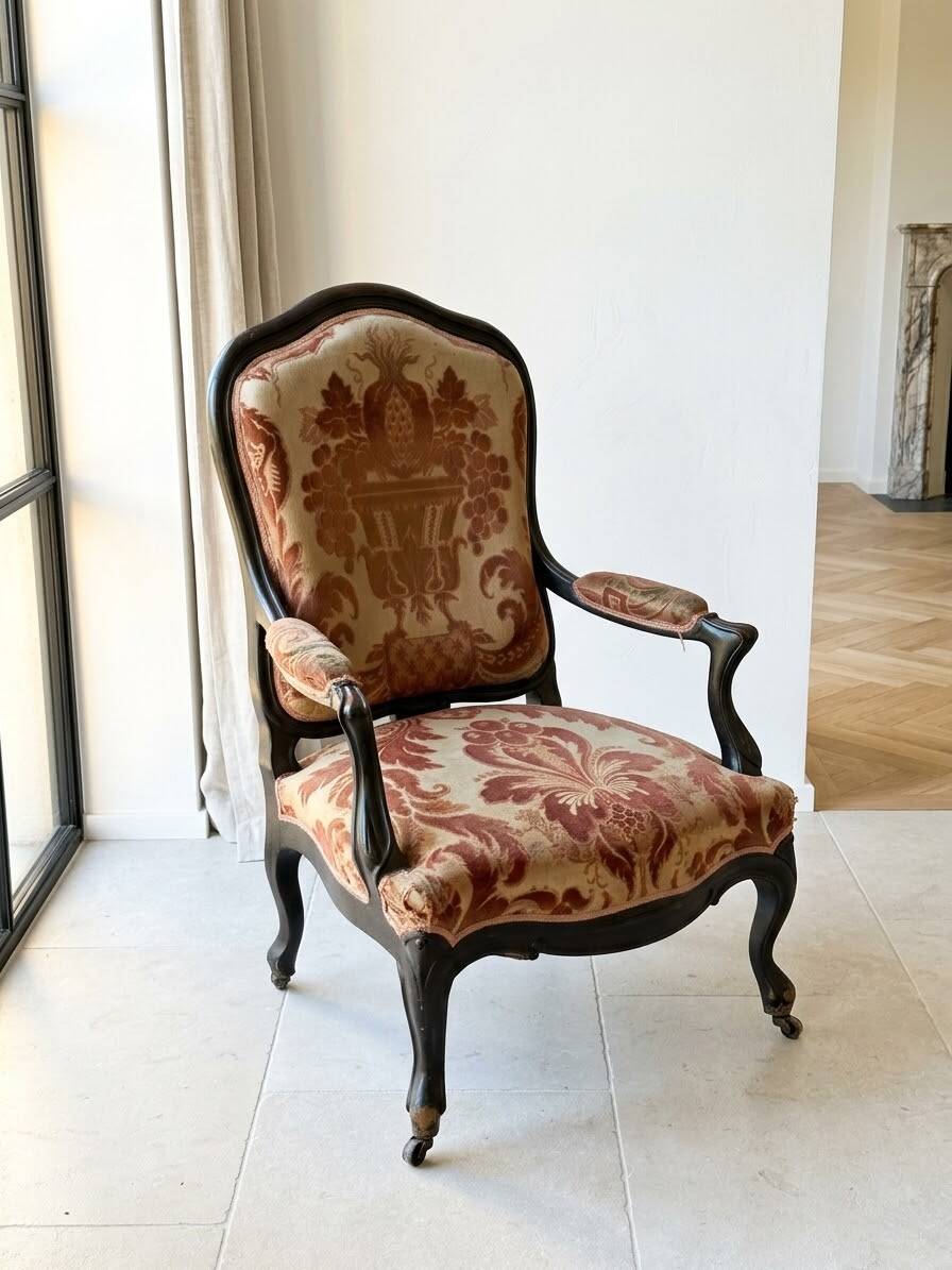 Fauteuil Louis XV Marron