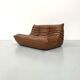 Canapé Togo en cuir marron moyen attribué à Michel Ducaroy pour Ligne Roset.