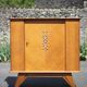 Vintage wooden sideboard, 1-door sideboard with compass feet, storage unit, small chest