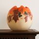 Legras vase boule jaune orangé à décor de vigne