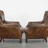 Very comfortable set of two vintage cowhide leather armchairs