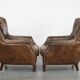 Very comfortable set of two vintage cowhide leather armchairs