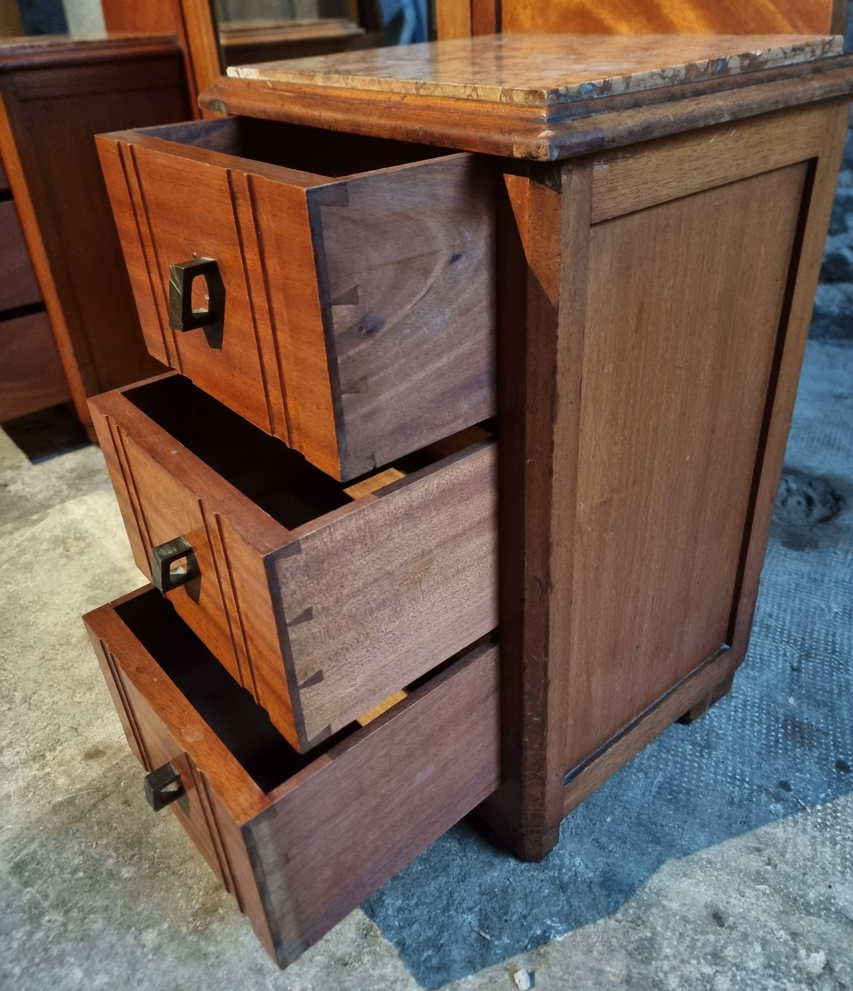 Art Deco mahogany dressing table with bevelled tilting mirror, France, 1920s–1930s.