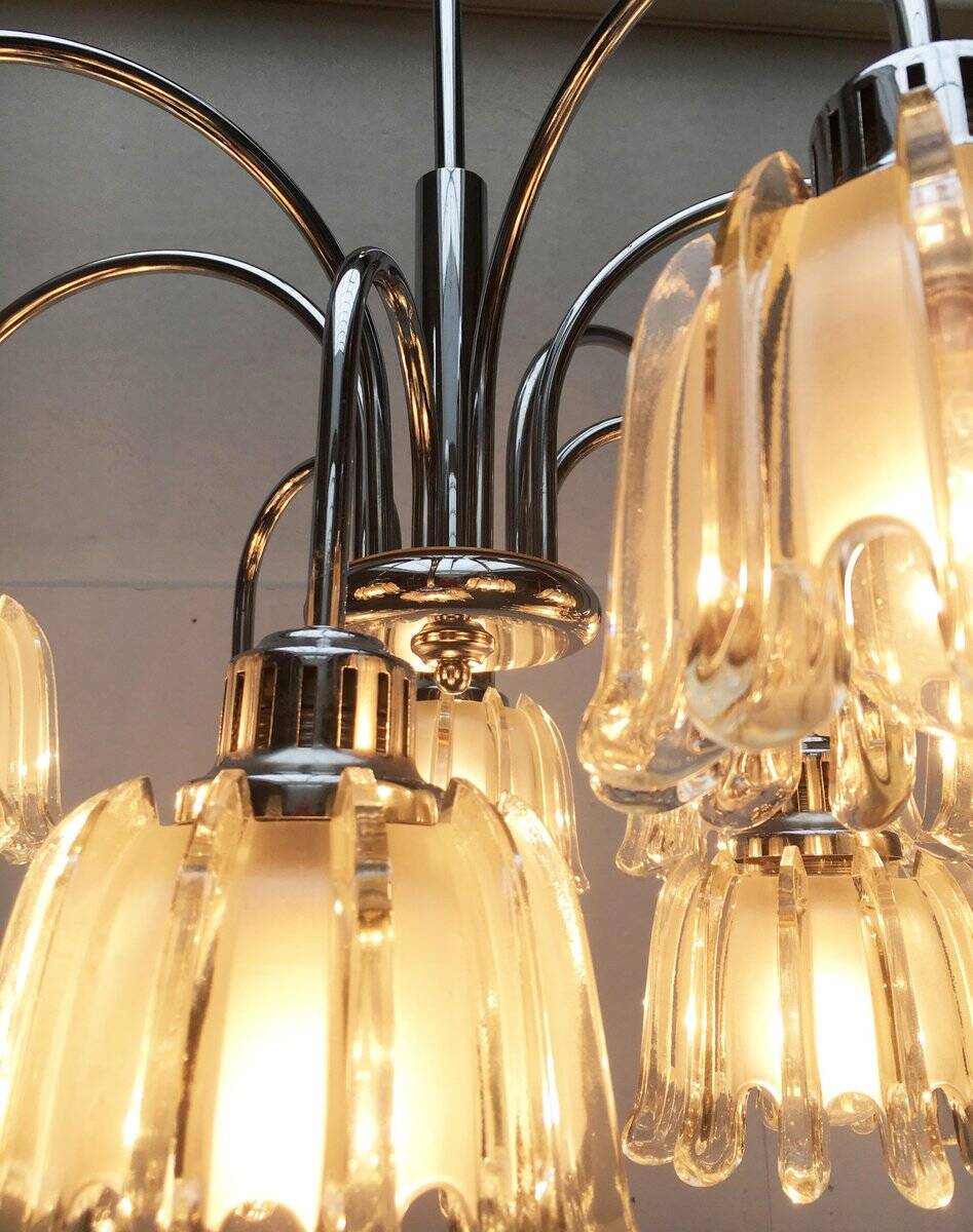 German type glass and metal chandelier 9471 by Richard Essig, 1970s.