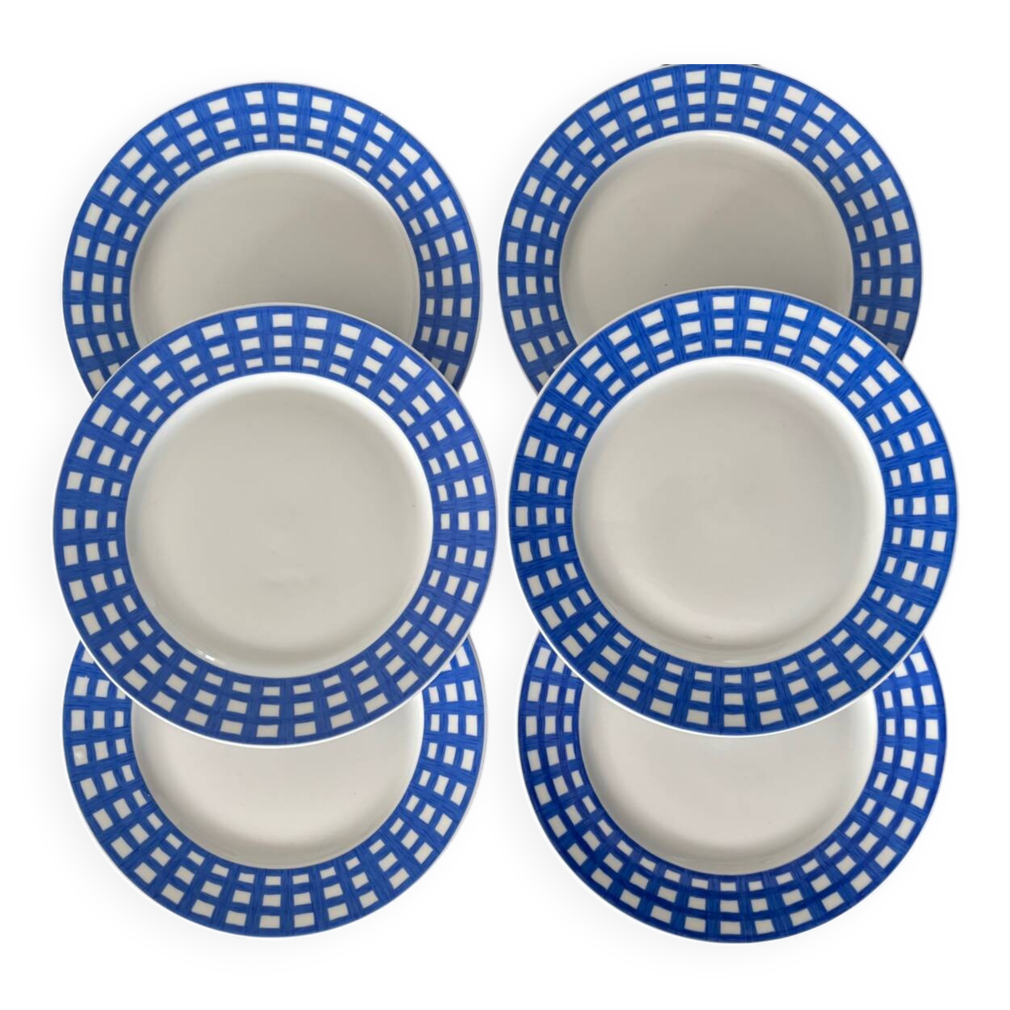 Set of 6 Guy Degrenne dessert plates, vintage blue pareo model - serv