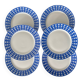 Lot de 6 assiettes à dessert Guy Degrenne  modèle paréo bleu vintage - serv