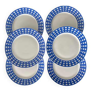 Set of 6 dessert plates Guy Degrenne vintage blue pareo model - serv
