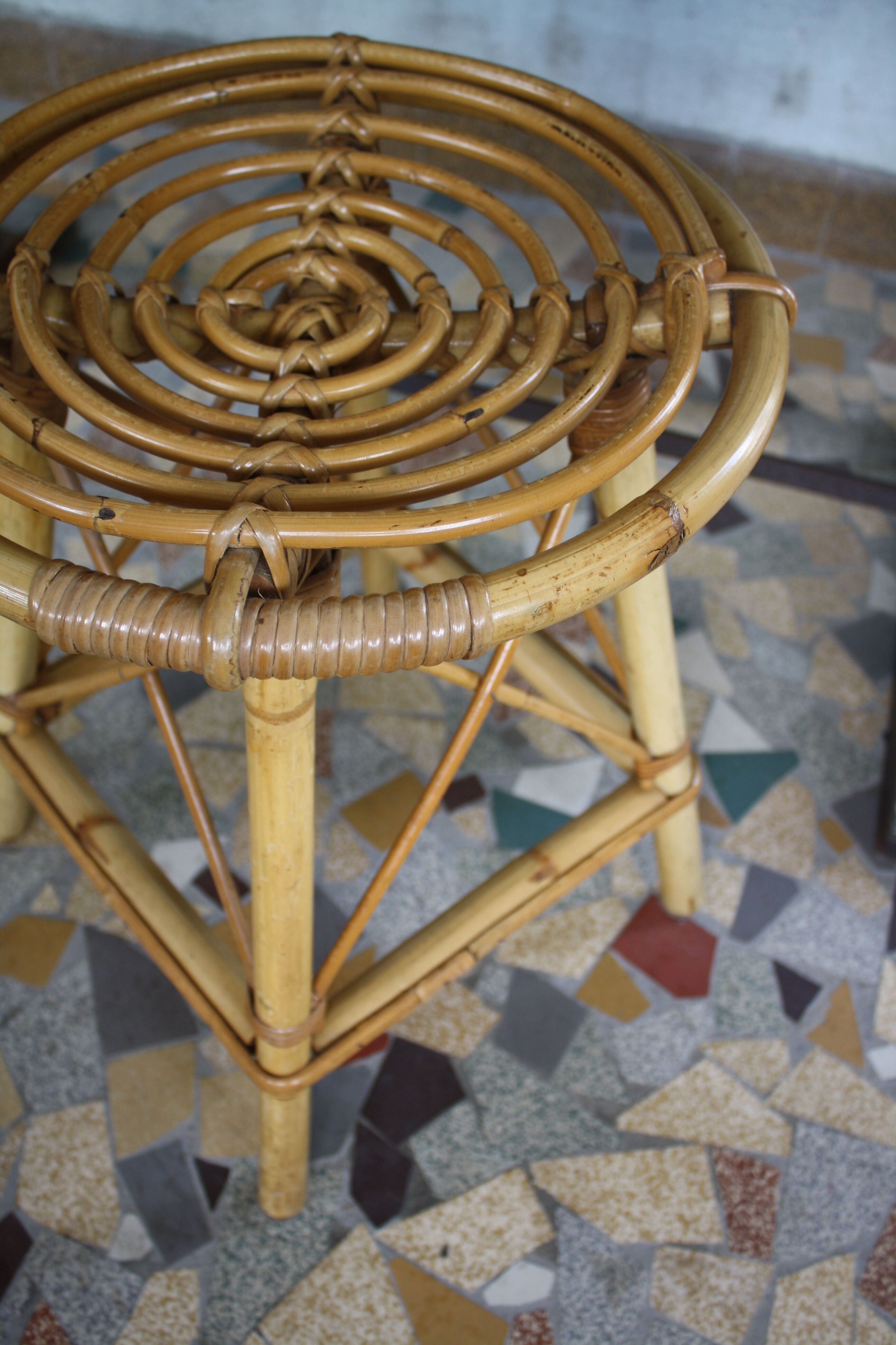 Vintage rattan stool