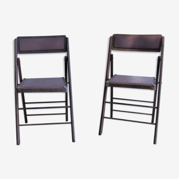 Lot de 2 chaises pliantes americaine trump bois et skai