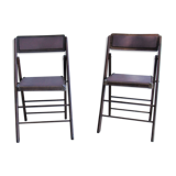 Lot de 2 chaises pliantes americaine trump bois et skai