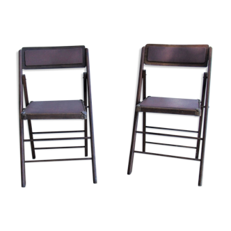 Lot de 2 chaises pliantes americaine trump bois et skai