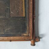 Antique Asian decorative triptych mirror with chain wall decoration in wood.