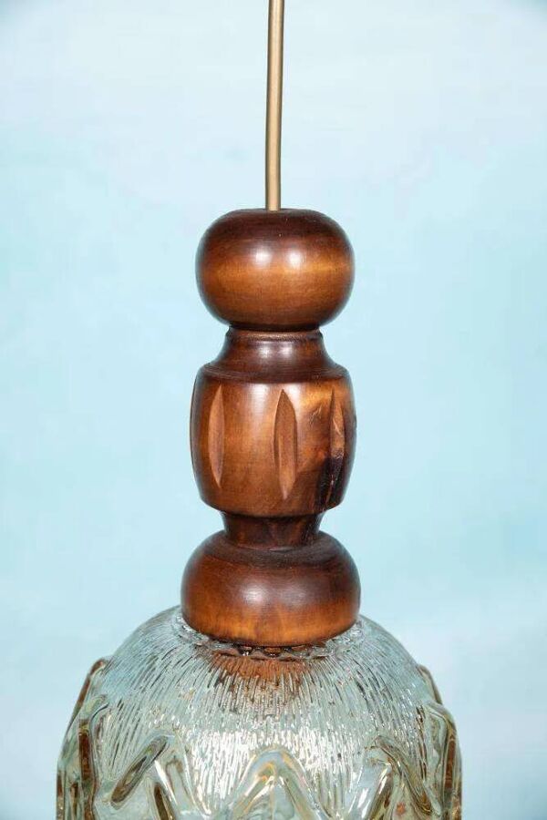 Suspension en verre brutaliste des années 70, suspension suédoise vintage