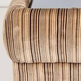 1970s vintage coffee table with velvet frame and glass top