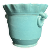Turquoise ceramic cache pot signed Yvon Roy circa 1950
