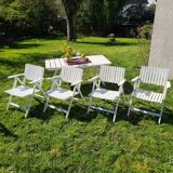 Set armchairs and garden table vintage circa 1970 R Gleizes