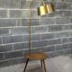 Floor lamp, 60s, gilded brass and walnut, Scandinavian style with table/end of sofa