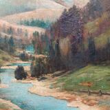 Grand tableau ancien montagne