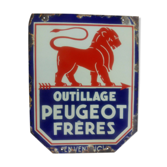 Old enamelled plate "Tools Peugeot Brothers" 35x45cm 1930