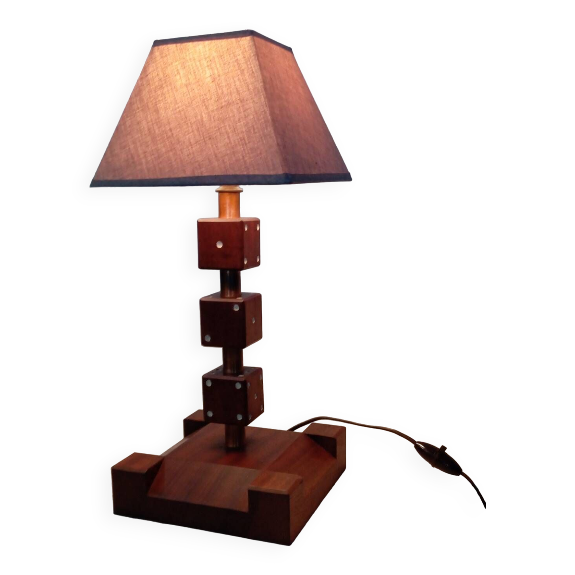 Lampe dès en bois vintage