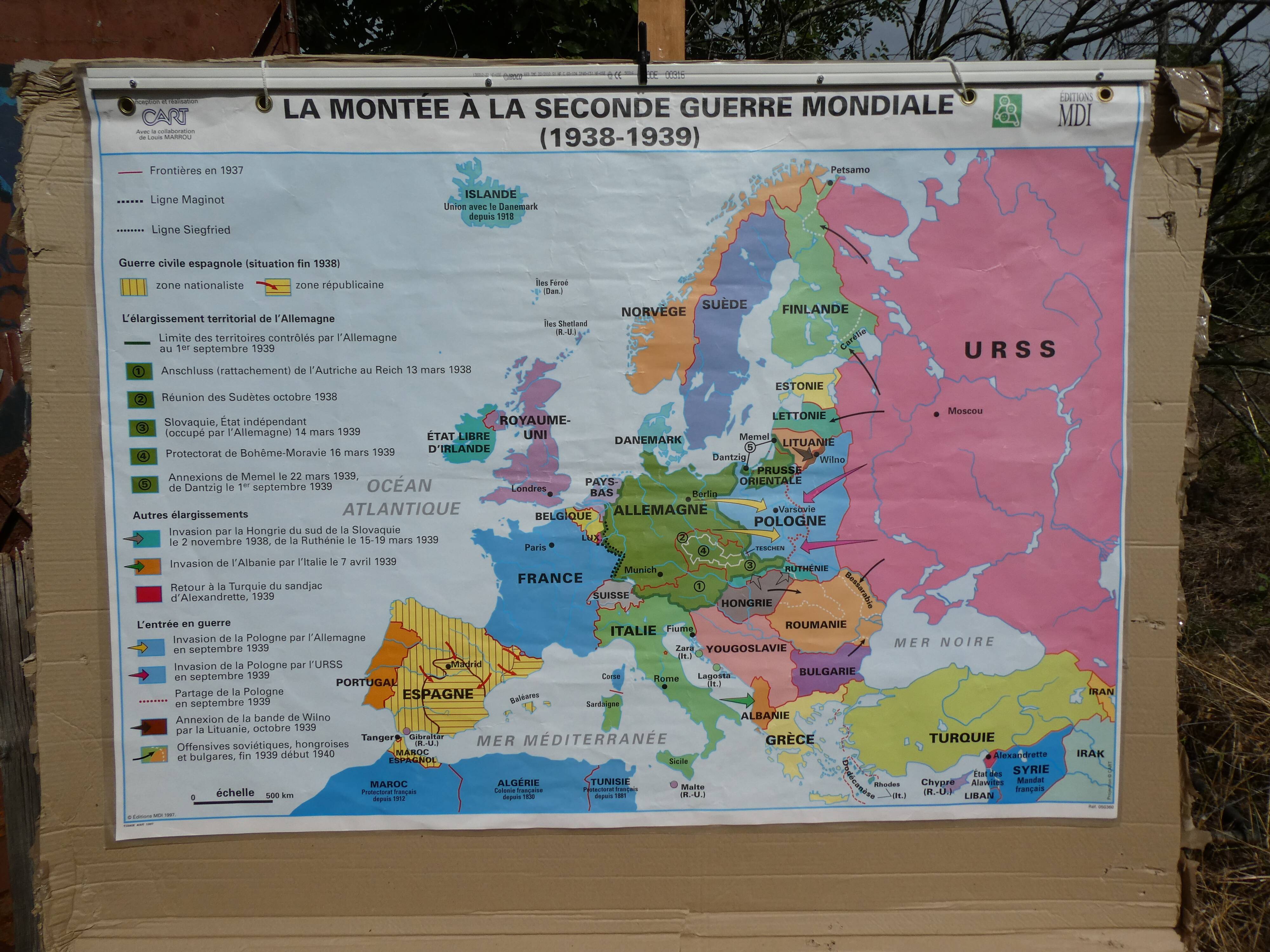 Vintage school map MDI Europe - Second War