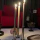 Three silver metal candle holders