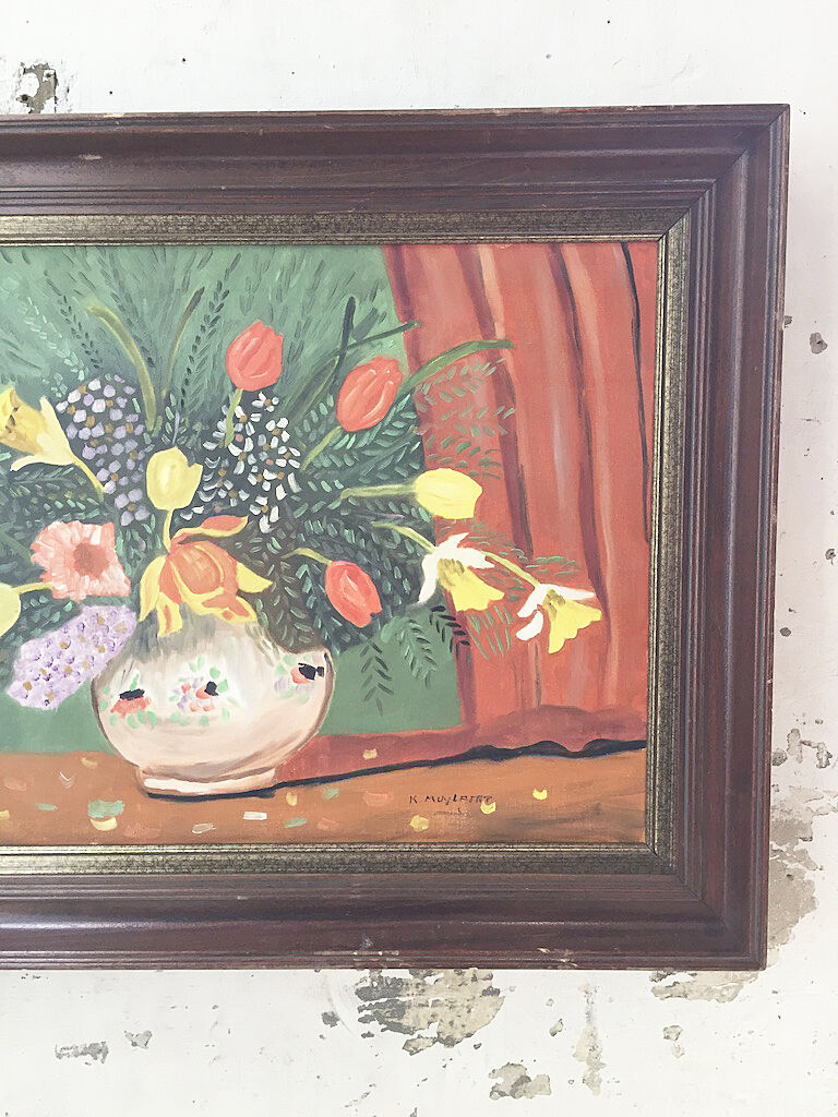 Toile huile fleurs 110x80 cm