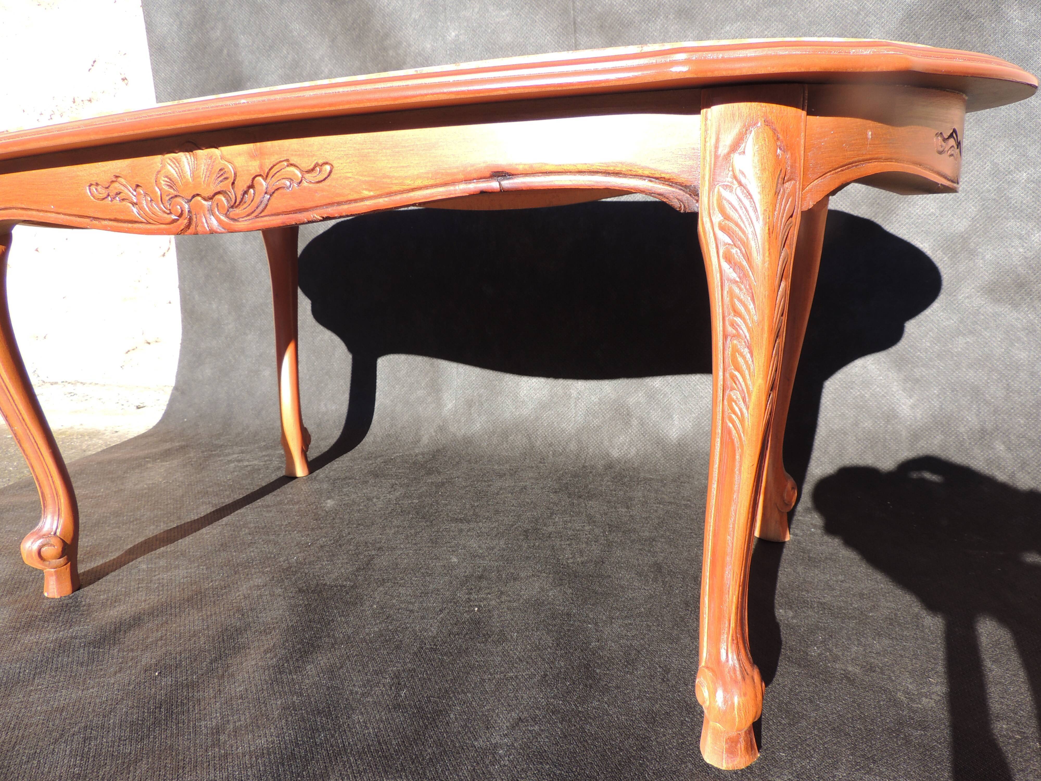 Coffee table ovalewood and marble pink salmon