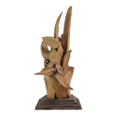 Abstract wooden sculpture attributed to Willi Soukop (1907-1995)